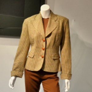 Mini Houndstooth Wool Button Front Jacket